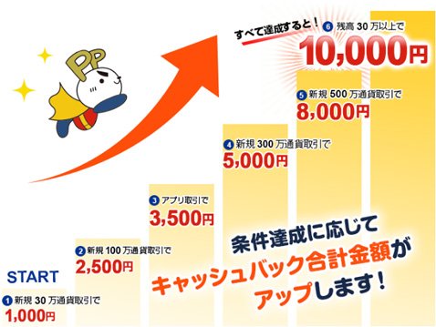 条件とキャッシュバック金額