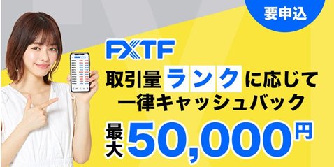 ゴールデンウェイ・ジャパン[FXTF MT4]・取引量ランクに応じて最大5万円のキャッシュバックキャンペーン