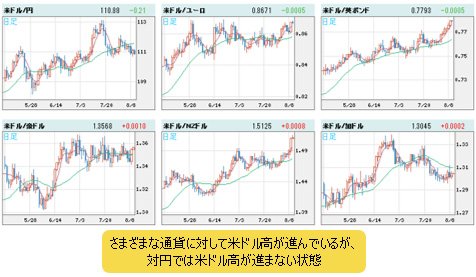 米ドルVS世界の通貨 日足