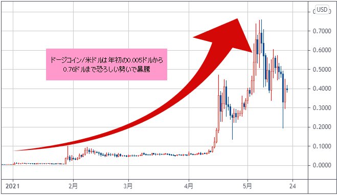 ドージコイン/米ドル 日足チャート
