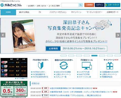 外為どっとコムのウェブサイト