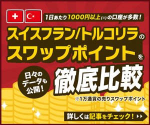 「スイスフラン/トルコリラ」スワップポイント比較