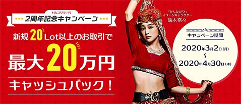 トレイダーズ証券のトルコリラ/円2周年記念キャンペーン