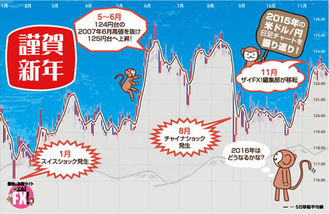 2015年の米ドル/円日足チャート