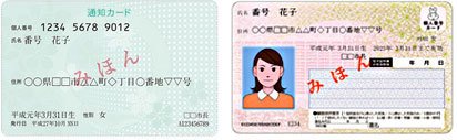 通知カード(左)と個人番号カード(右)