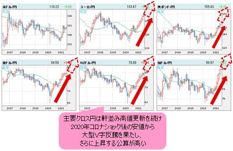 世界の通貨VS円 月足チャート