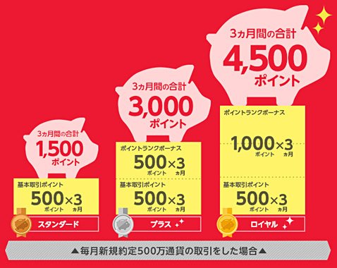 FX応援Tポイントプログラムのポイント付与例