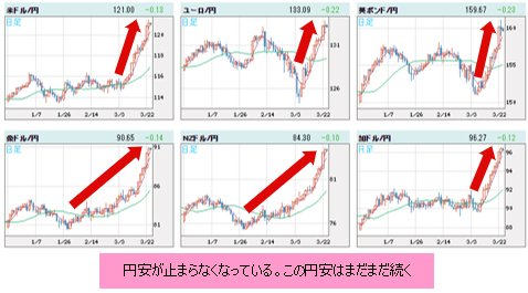 世界の通貨VS円 日足チャート