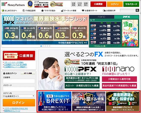 マネーパートナーズの公式ウェブサイト