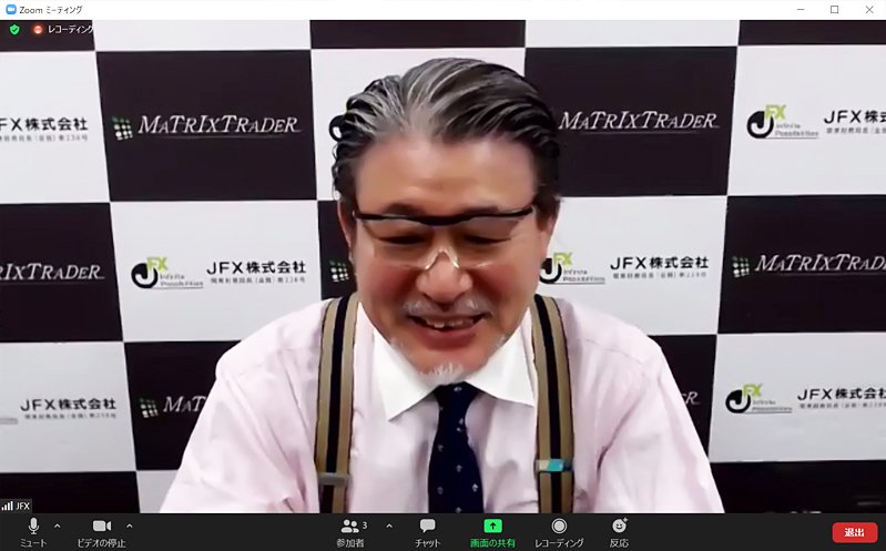 zoom取材中の小林芳彦社長 写真