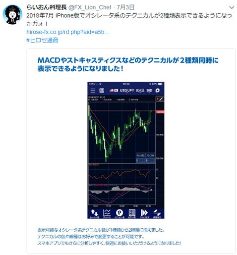 ヒロセ通商・らいおん料理長公式Twitter(7月3日)