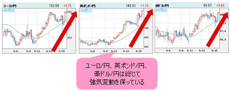 世界の通貨VS円 4時間足