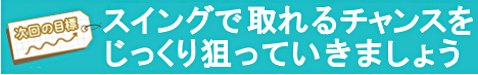 次回の目標 スイングで取れるチャンスをじっくり狙っていきましょう